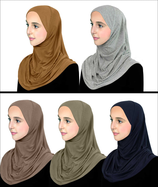 Wholesale Pre-Teen Girl's Cotton Hijab 1 piece Hijabs set of 4 one of each color