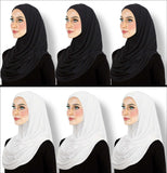 Wholesale set of 6 Cotton Jersey Khatib Hijab Wrap in 3 Black &  3 White