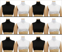 Wholesale Mock Turtleneck Dickey Cotton Crop Tops SMALL SIZE - Black and White