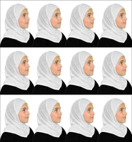 NEW  : GIRL'S ONE  piece Cotton Hijab ALL WHITE back to School uniform Hijabs MADE IN TURKEY