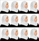 NEW  : GIRL'S ONE  piece Cotton Hijab ALL WHITE back to School uniform Hijabs MADE IN TURKEY