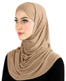 beige cotton amira hijab for adult women 2 piece set includes a tube undercap and hood