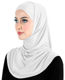 white amira hijab women's head scarf cotton 2 piece set muslim modesty