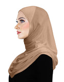 Women's Amira hijab 1 piece Cotton headscarf modest muslim cover in sandy beige color