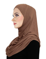 Sienna Tan cotton 1 piece amira hijab for women easy instant pull on headscarf