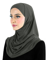 charcoal gray color adult hijab 2 piece amira headscarf pull on hood and tube undercap