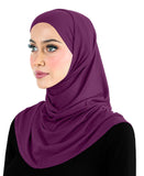 Mulberry wine color hijab cotton woman's headscarf 2 piece pull on undercap and head and neck hood cover