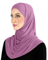 orchid color cotton women's amira hijab 2 piece headscarf includes hood and undercap