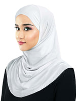 Muslim Women's Plus size Cotton 2 piece Amira Hijab white tube undercap and  pull-on hood easy instant headscarf Islamic ladies hair cover