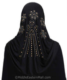 Celebration 1 piece Black Lycra Amira Hijabs with Rhinestones