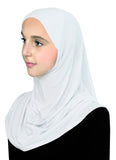 Wholesale 1 Dozen KIDS Cotton Amira Hijab 1 piece for girls from 6 to 9 years old all white