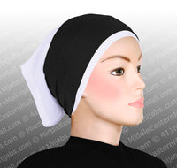 SET OF 6  Classic poly headband in 3 White 3 Black cotton tube hijab cap not included