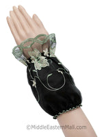 Arm Cuffs with Floral Embroidery in #1 Green