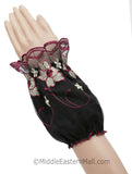 Arm Cuffs with Floral Embroidery in #6 Maroon