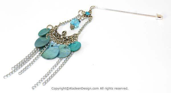 Bedouin Design Hijab Pin # 5 in Turquoise - MiddleEasternMall