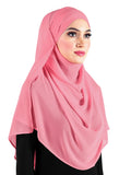 Chiffon Wrap Hijab Headscarf with Caplet & Sashes to Tieback  MADE IN TURKEY >>SEE VIDEO