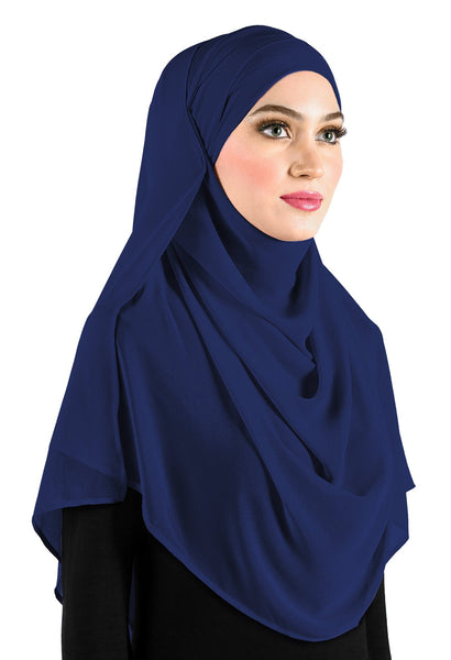 Chiffon Wrap Hijab Headscarf with Caplet & Sashes to Tieback  MADE IN TURKEY >>SEE VIDEO