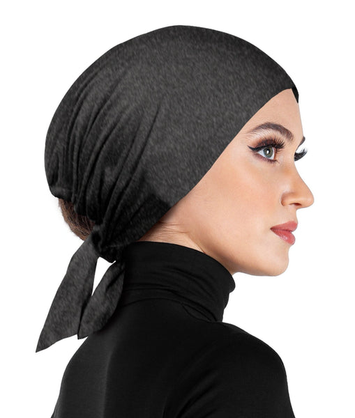 cotton bonnet tie underscarf hijab cap in charcoal heather