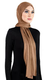 caramel brown baby blue women's Cotton Jersey Hijab Extra Long Soft Stretchy Shawl 