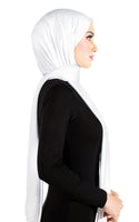 White Cotton Jersey Shawl Hijab