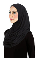 COTTON JERSEY HIJAB WRAP IN BLACK easy instant headscarf
