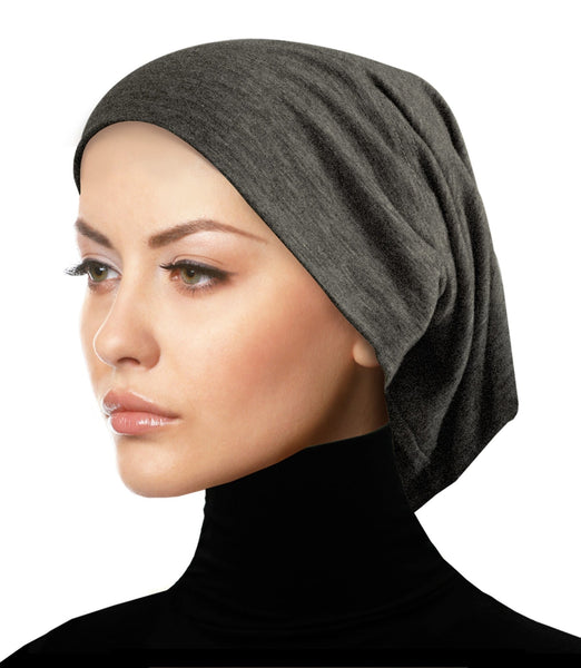 charcoal heather cotton tube udnerscarf cap