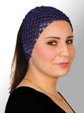navy Blue Crochet Headband Stretchy Elastic
