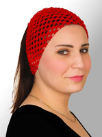 red Crochet Headband Stretchy Elastic
