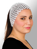 white Crochet Headband Stretchy Elastic