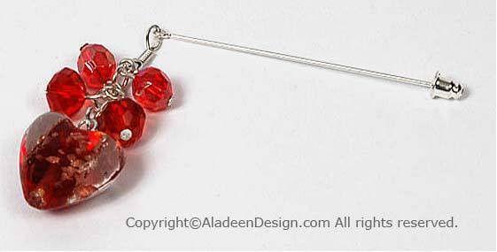 Heart's Desire Hijab Pin  # 3 in Ruby Red - MiddleEasternMall