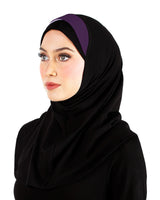 Wholesale Set of 6 Festive Amira Cotton Hijab 1 piece 2 Tone Color Pleats - Junior Size