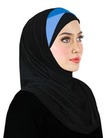 Festive Amira Cotton Hijab 1 piece 2 Tone Color Pleats - Junior Size