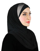 Festive Amira Cotton Hijab 1 piece 2 Tone Color Pleats - Junior Size
