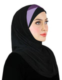 Wholesale Set of 6 Festive Amira Cotton Hijab 1 piece 2 Tone Color Pleats - Junior Size