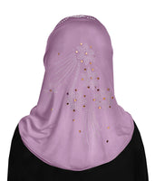 lilac girl's hijab with rhinestones fashion for eid