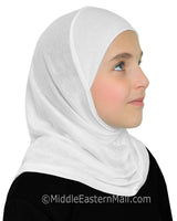 NEW  : GIRL'S ONE  piece Cotton Hijab ALL WHITE back to School uniform Hijabs MADE IN TURKEY