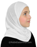 NEW  : GIRL'S ONE  piece Cotton Hijab ALL WHITE back to School uniform Hijabs MADE IN TURKEY