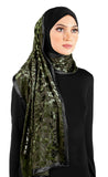 black stylish mona kuwaiti hijab wrap with green velvet with satin trim