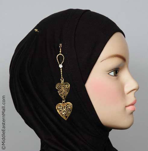 Ajoure Heart Hijab Pin # 15 in Gold Tone - MiddleEasternMall