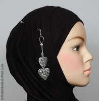 Ajoure Heart Hijab Pin # 17 in  Silver Tone - MiddleEasternMall