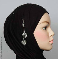 Striped Heart Hijab Pin # 3 in Silver Tone - MiddleEasternMall