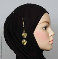Striped Heart Hijab Pin # 8 in Gold Tone - MiddleEasternMall