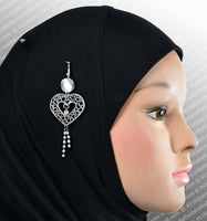 Lacey Heart Hijab Pin # 7 in Silver - MiddleEasternMall