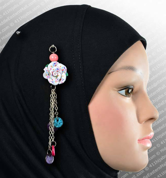 Rose Hijab Pin in #1 Confetti Colors on White