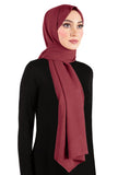 Long Raspberry Color Women's Cotton Jazz Hijab Shawl Wraps