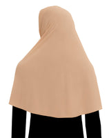 beige hijab khimar for women elbow length lycra light stretchy fabric for salat