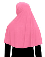 hijabi rose pink khimar hijab for women lycra elbow length pull on one piece headscarf