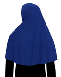 royal blue one piece khimar hijab for women in lycra fabric wide hem covers down to the elbows on average
