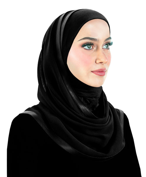 black kuwaiti hijab with chiffon wrap