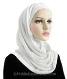 Wholesale Set of 6  Khatib Kuwaiti Mona Hijabs All White